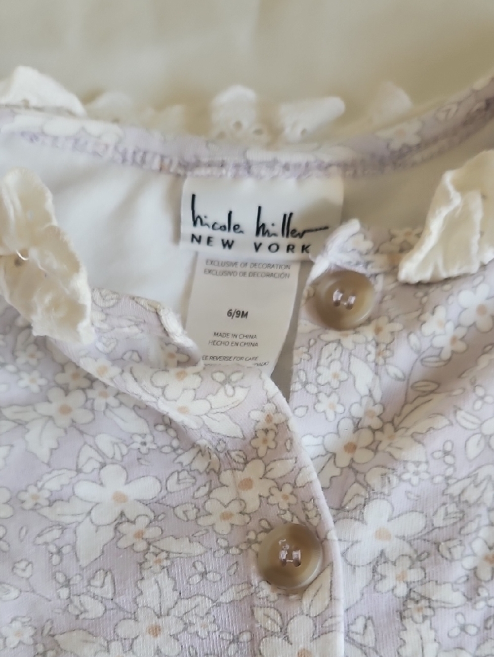 Nicole Miller Girls Floral One-Piece in Light Lavender and Cream